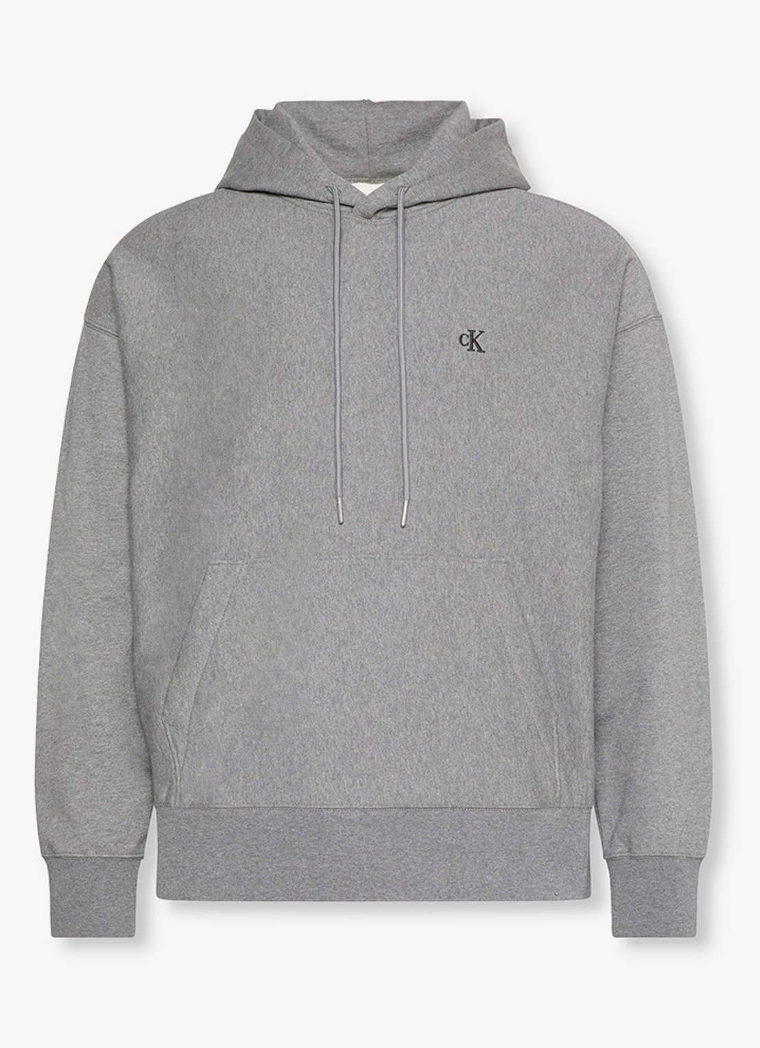 Calvin Klein Hoodie met logoborduring - voorkant 5 med grey htr-p7e