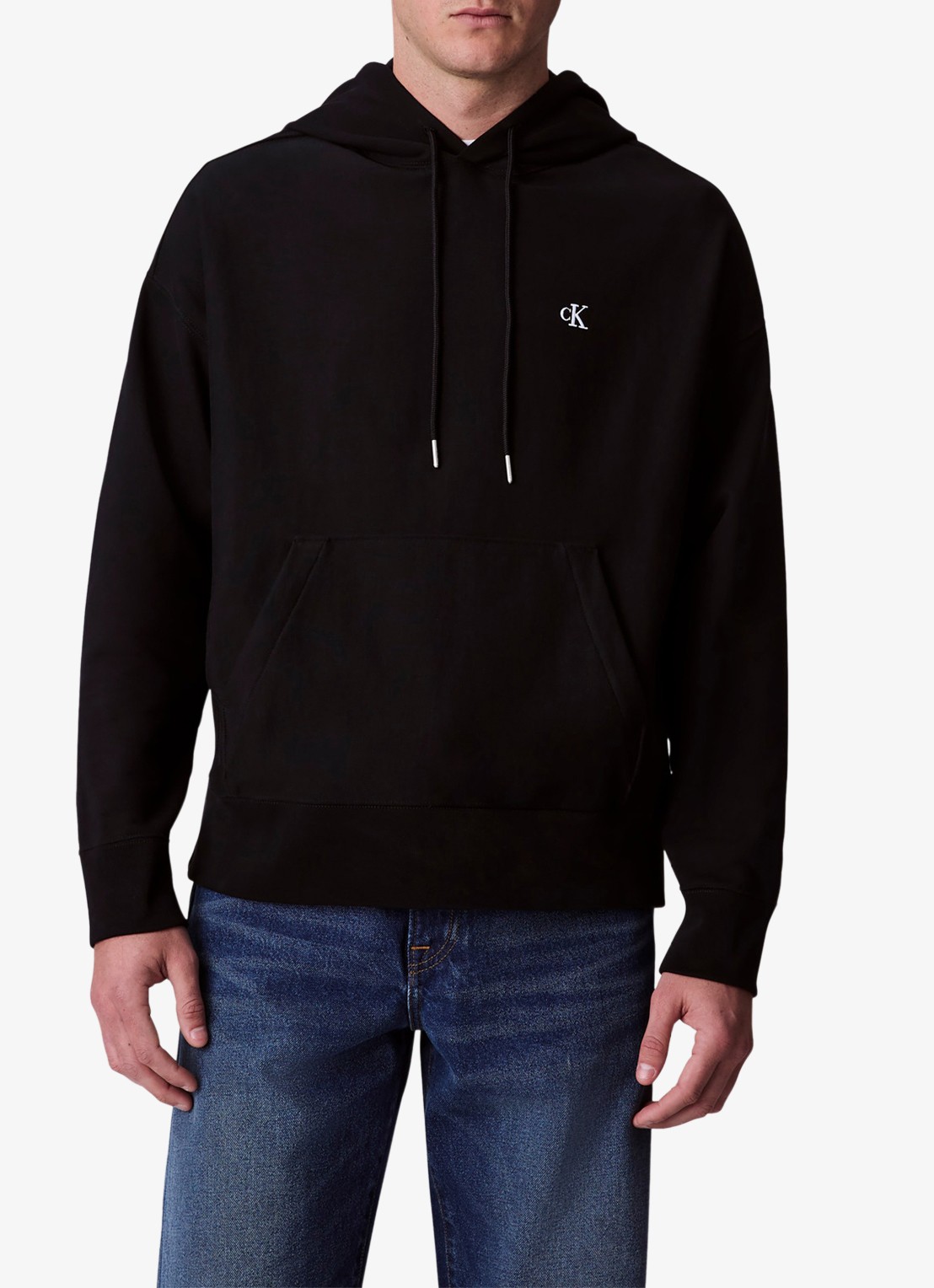 Calvin Klein Hoodie met logoborduring - detail zwart