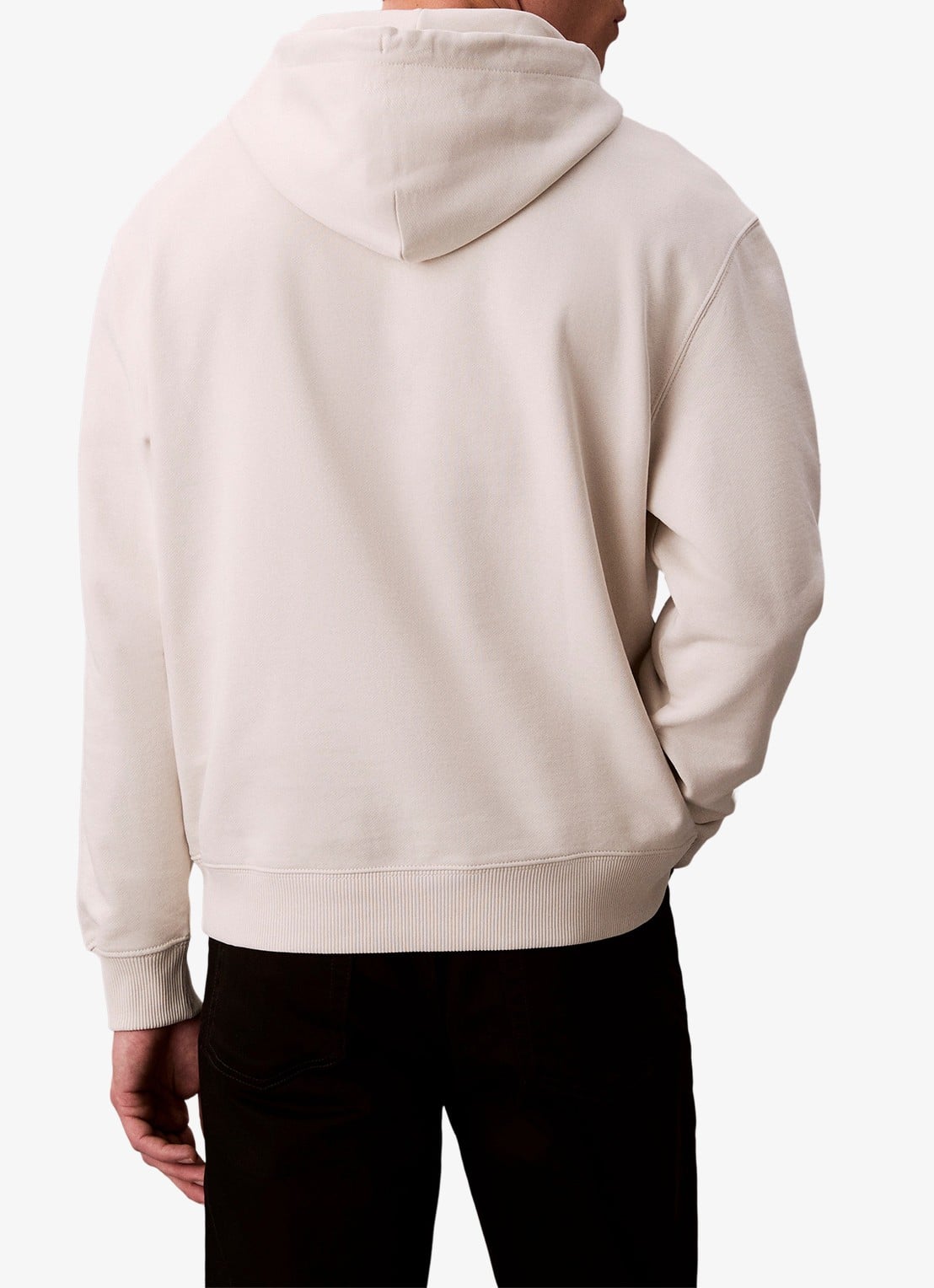 Calvin Klein Hoodie met logoborduring - achterkant beige