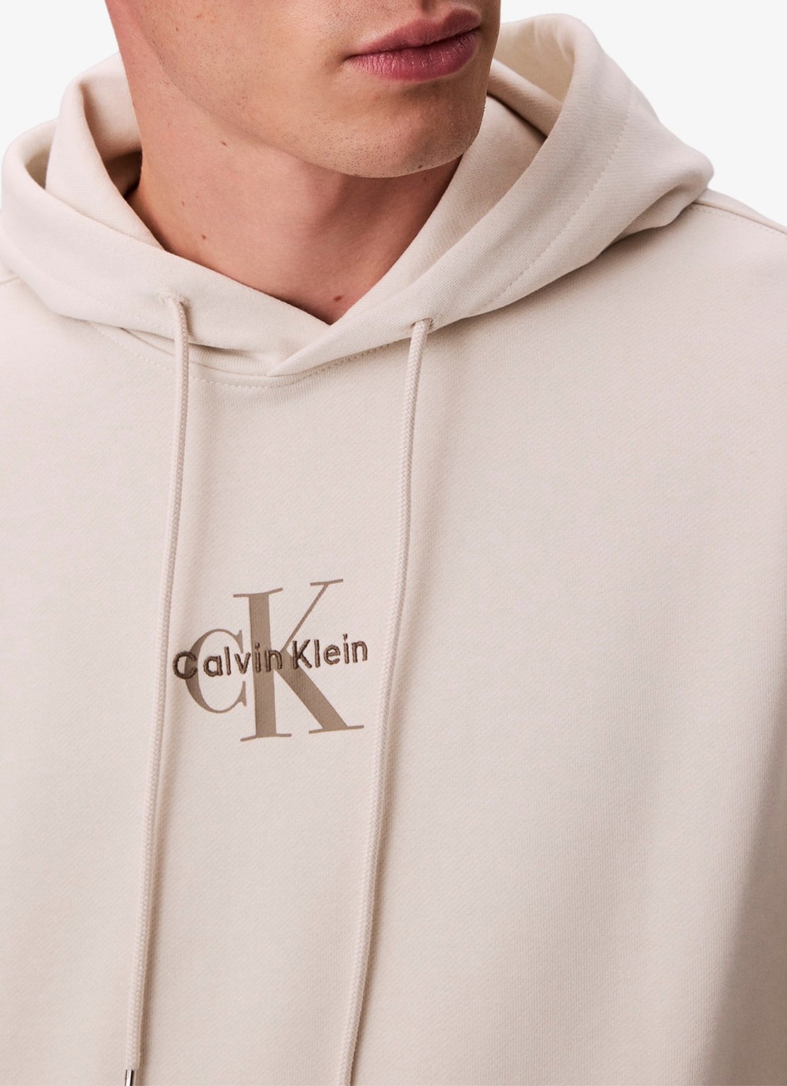 Calvin Klein Hoodie met logoborduring - detail 5 beige