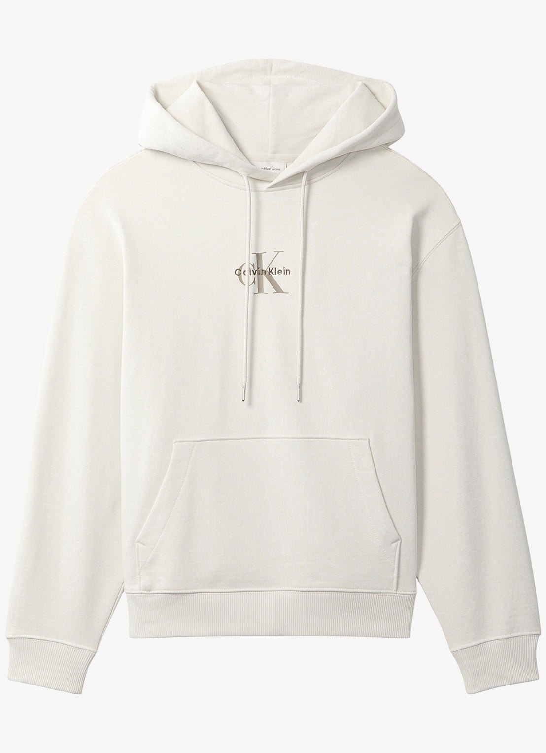 Calvin Klein Hoodie met logoborduring - voorkant 2 beige