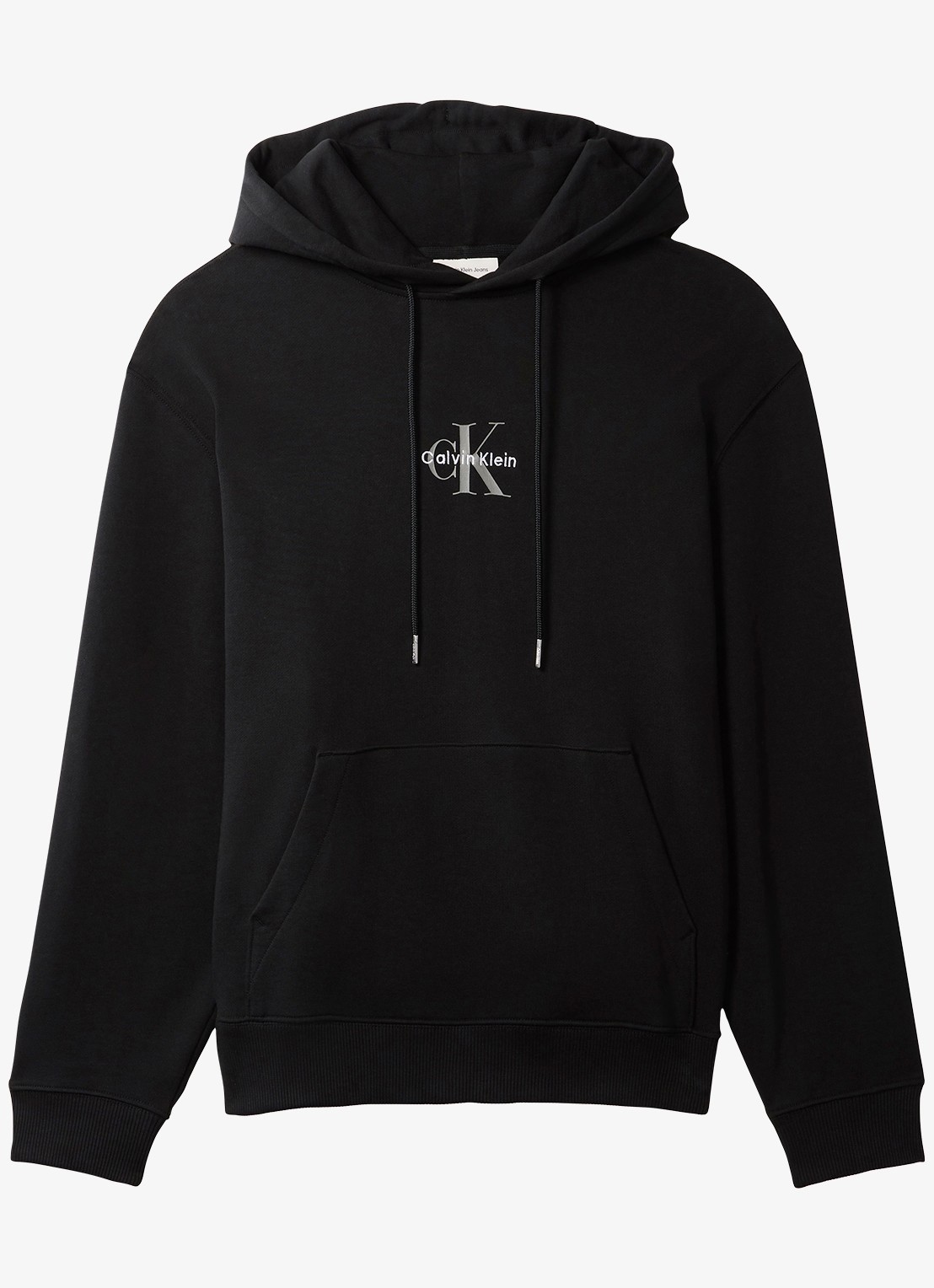 Calvin Klein Hoodie met logoborduring - voorkant zwart