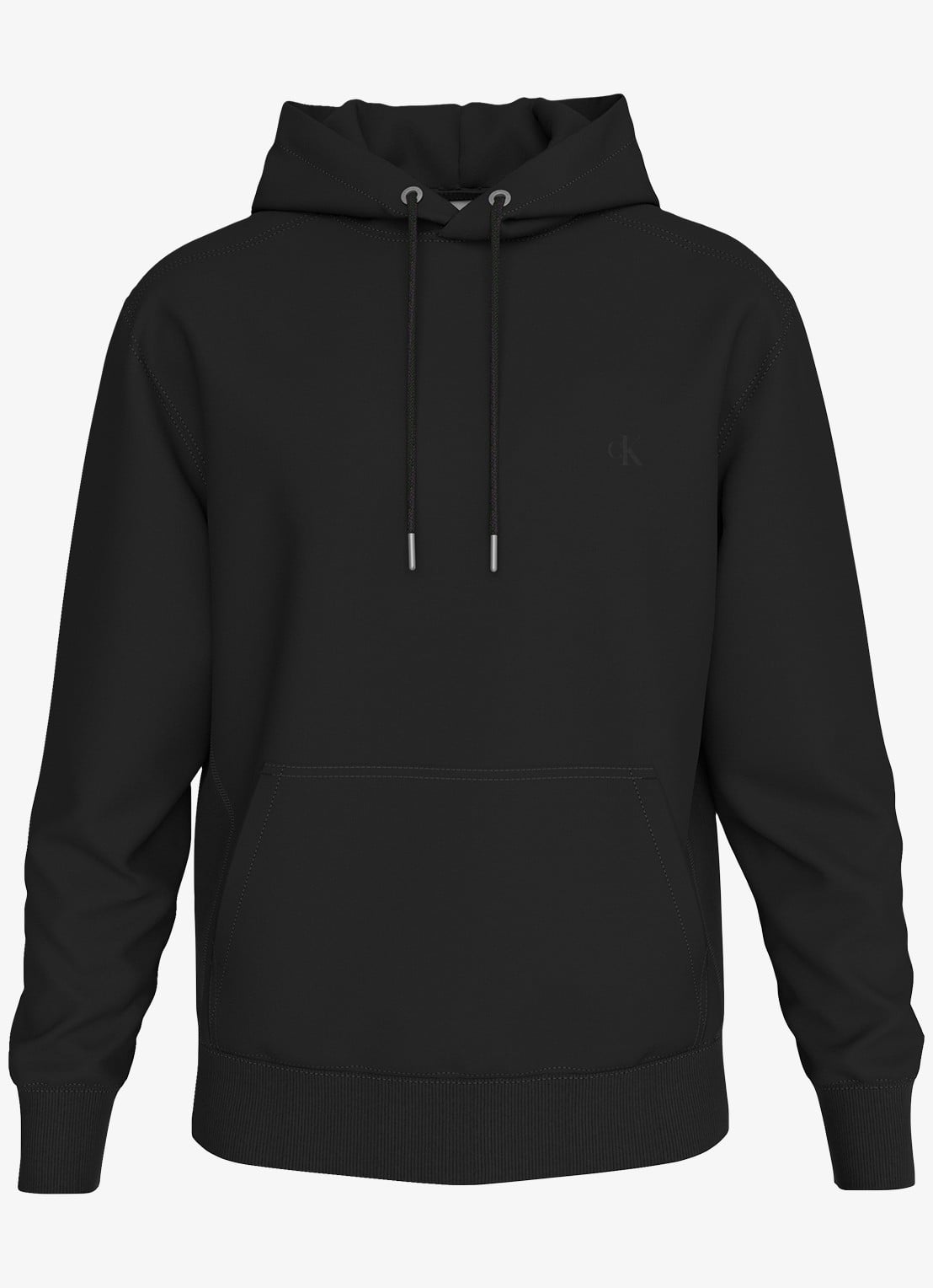 Calvin Klein Hoodie met logoborduring - voorkant zwart