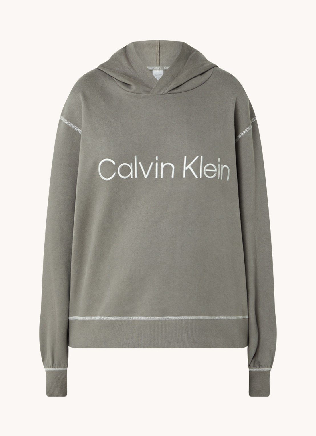 Calvin Klein Hoodie met logoborduring - voorkant 4 donkergrijs