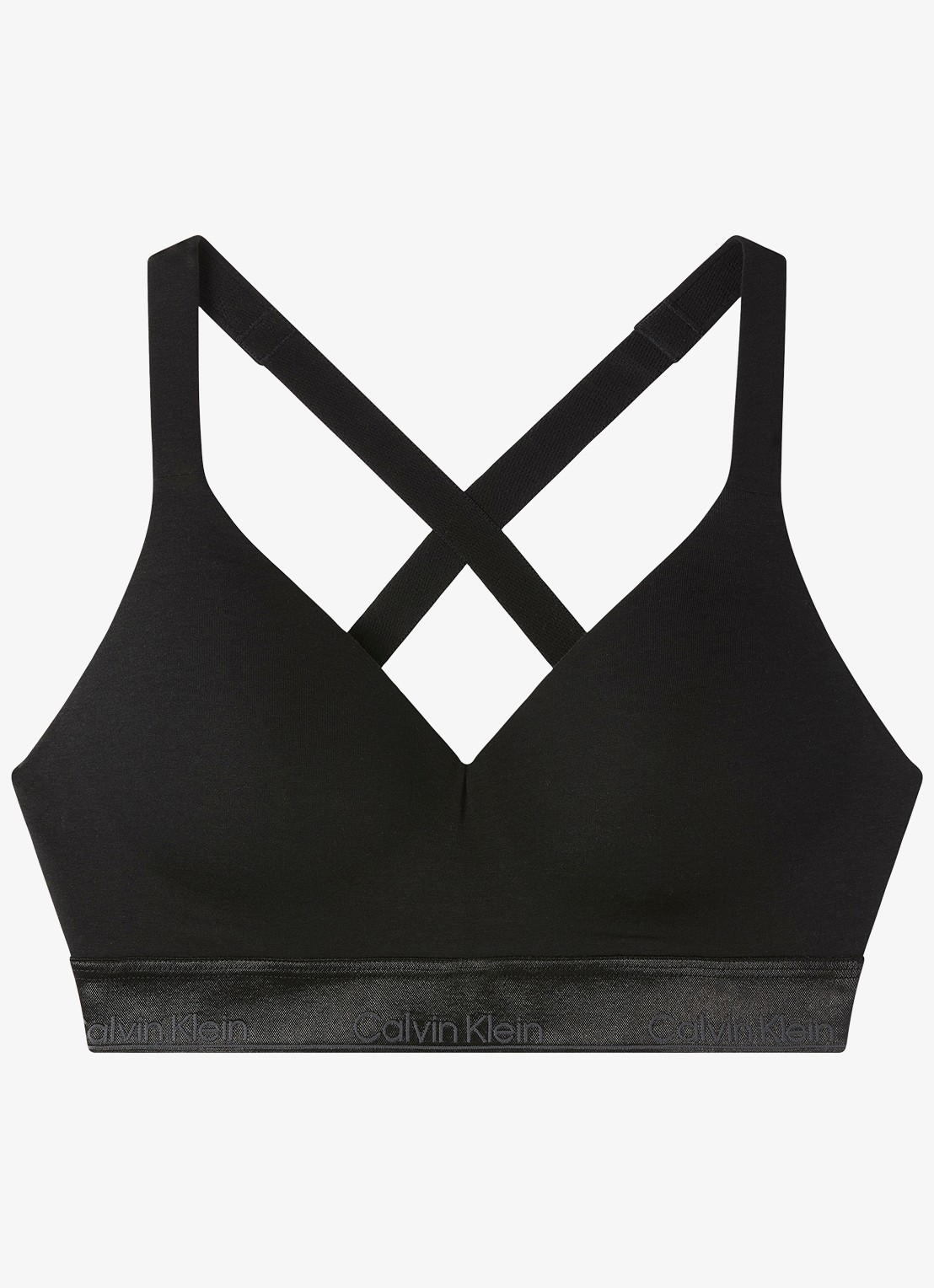 Calvin Klein Icon bralette met logoband - voorkant 2 zwart