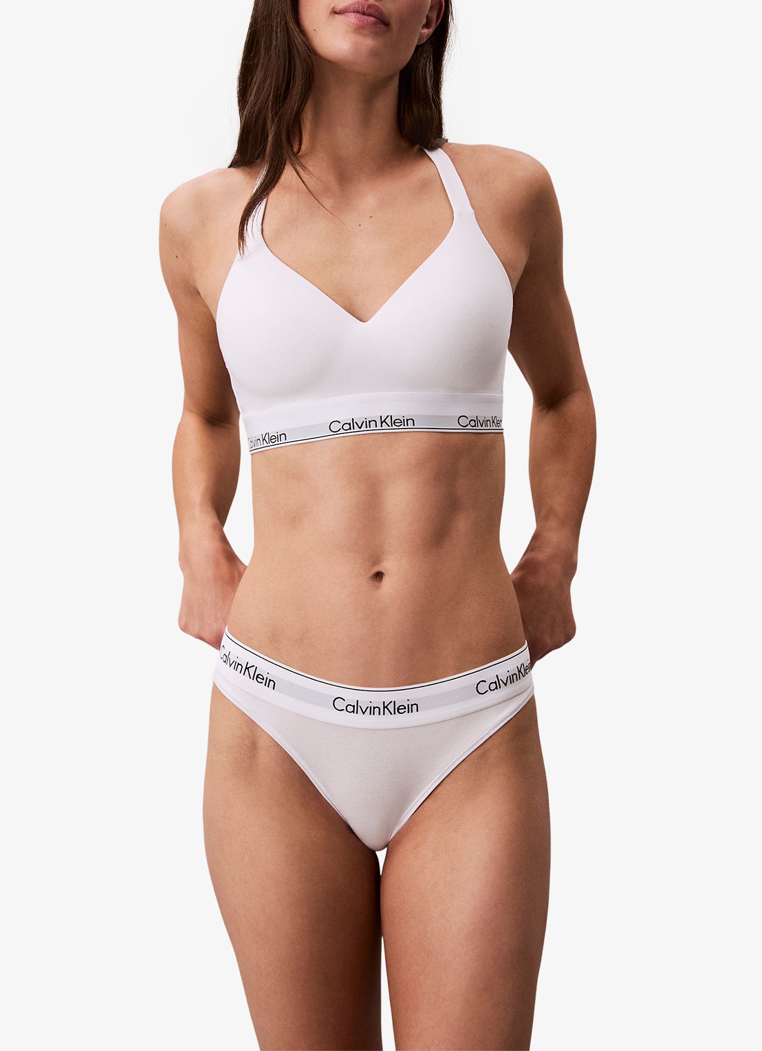 Calvin Klein Icon push-up bralette met logoband - voorkant 7 wit