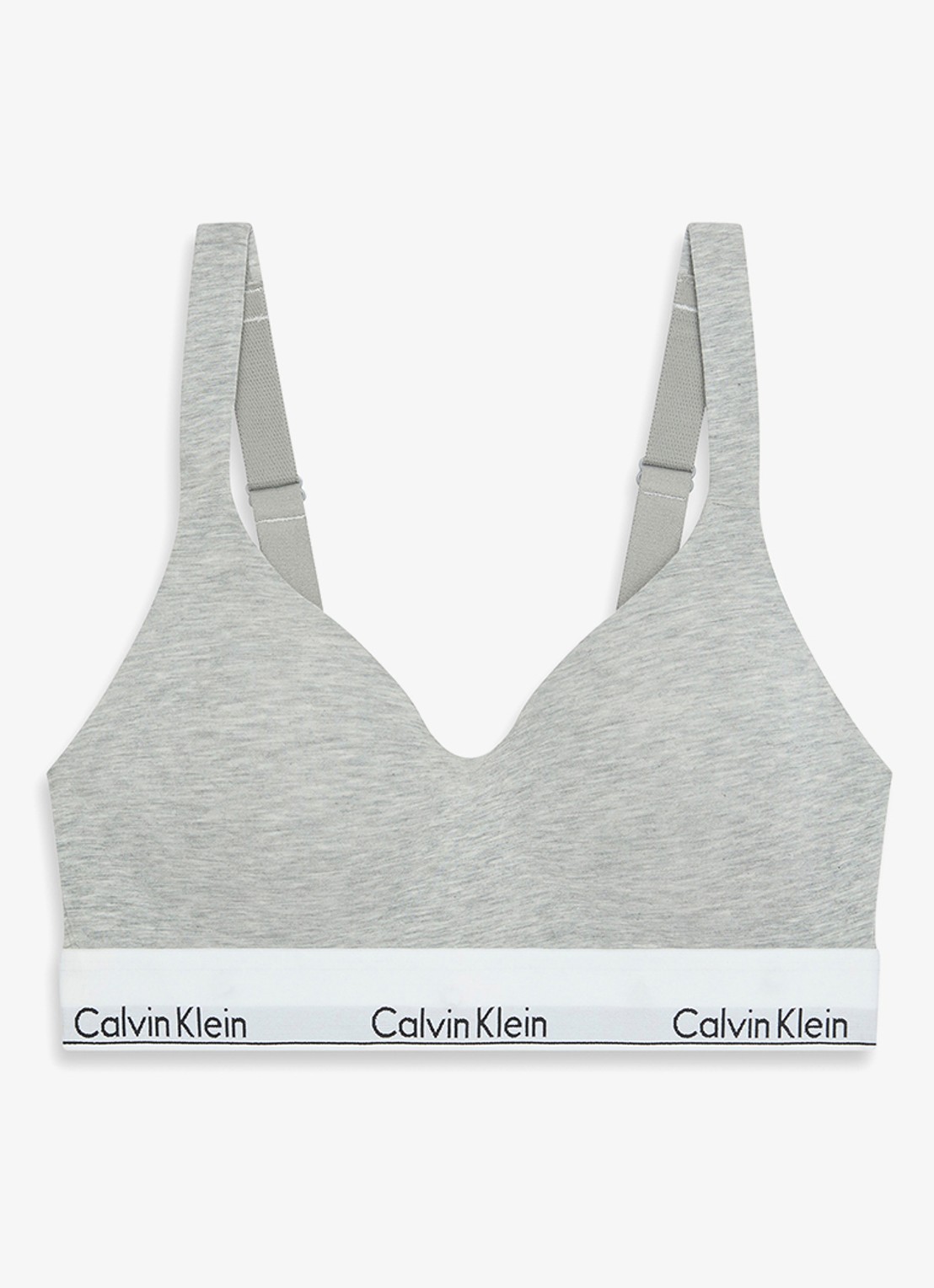 Calvin Klein Icon push-up bralette met logoband - voorkant grijs