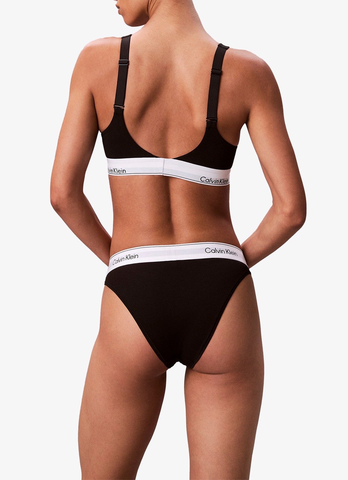 Calvin Klein Icon push-up bralette met logoband - achterkant 3 zwart