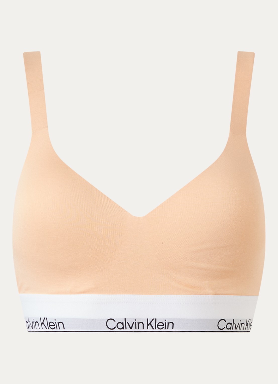 Calvin Klein Icon push-up bralette met logoband - voorkant perzikroze