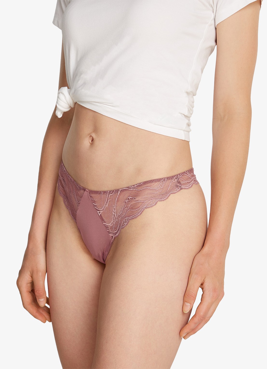 Calvin Klein Instinct string van kant - detail oudroze