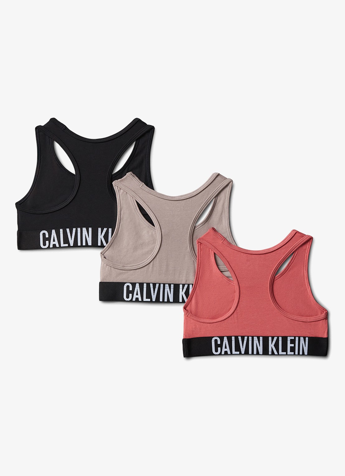 Calvin Klein Intense power bralette met logoband - achterkant zwart