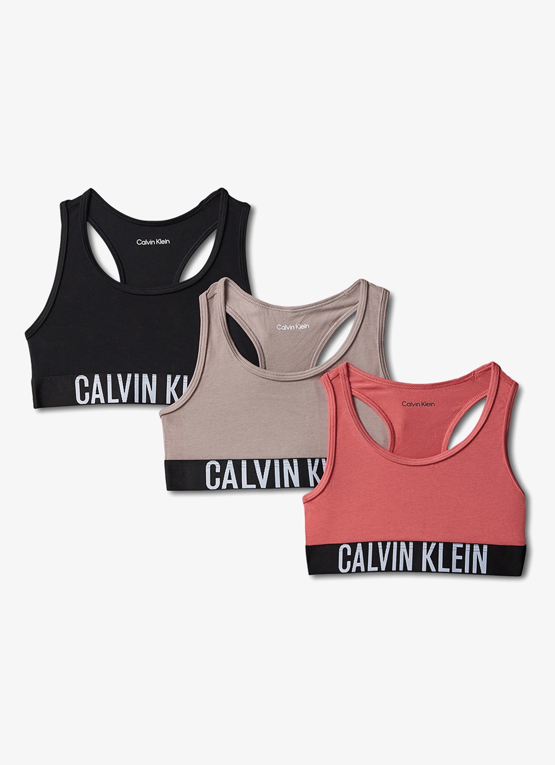 Calvin Klein Intense power bralette met logoband - voorkant 2 zwart