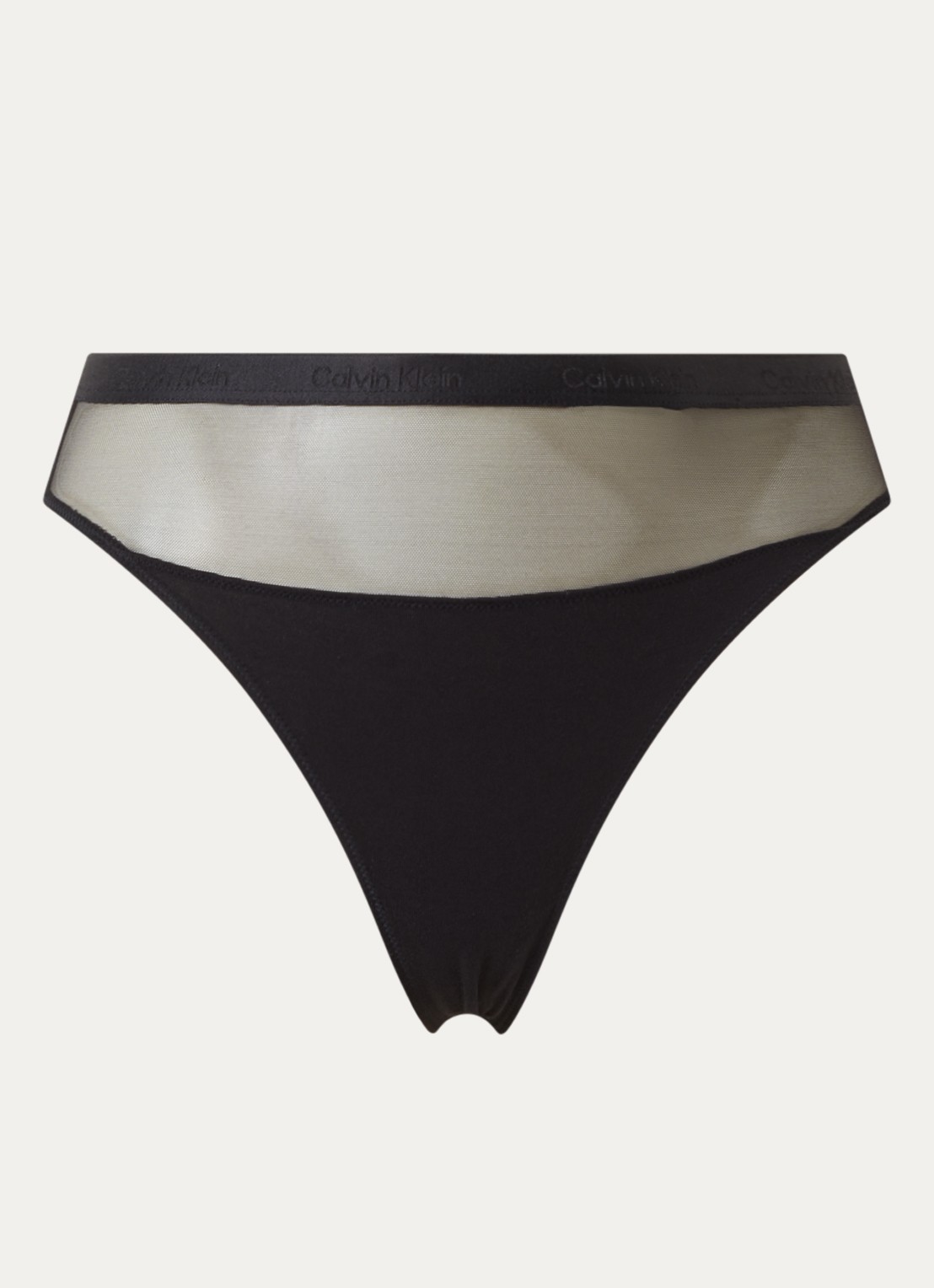Calvin Klein Invisibles string met logoband - voorkant zwart