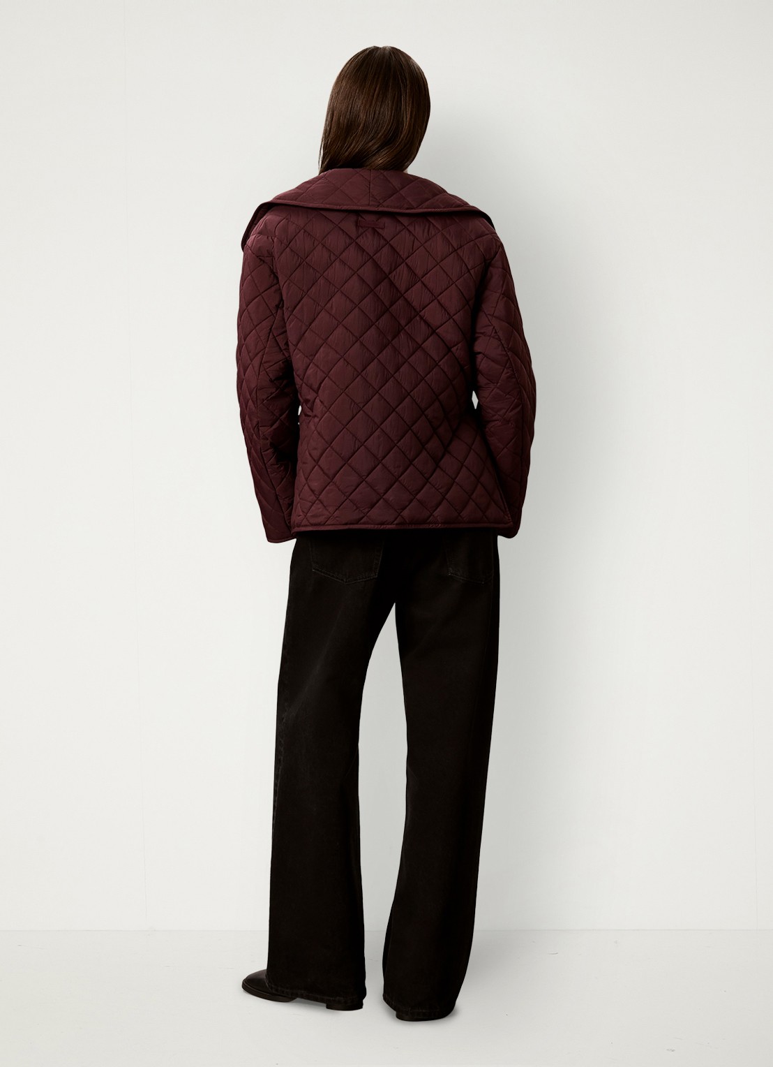Calvin Klein Jack met quilt patroon en paspelzakken - achterkant bordeauxrood
