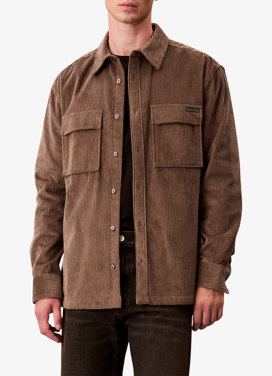 Calvin Klein Jack van corduroy met klepzakken - detail bruin