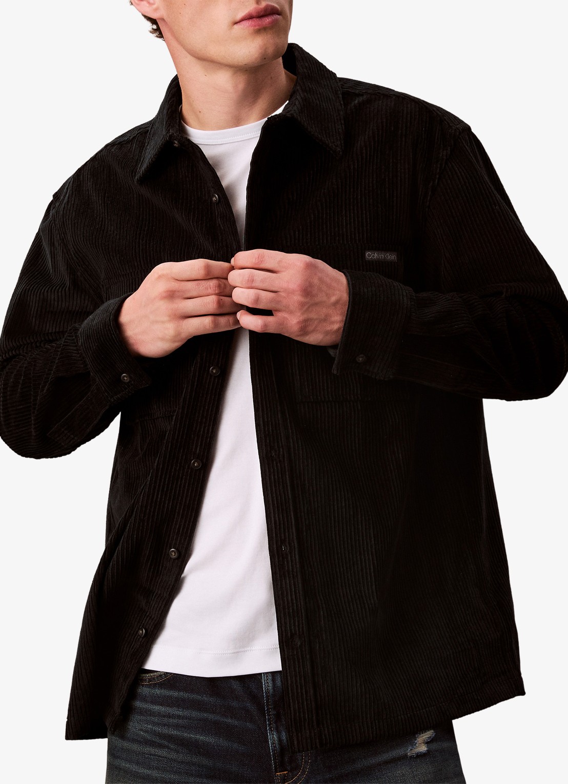Calvin Klein Jack van corduroy met klepzakken - detail 4 zwart