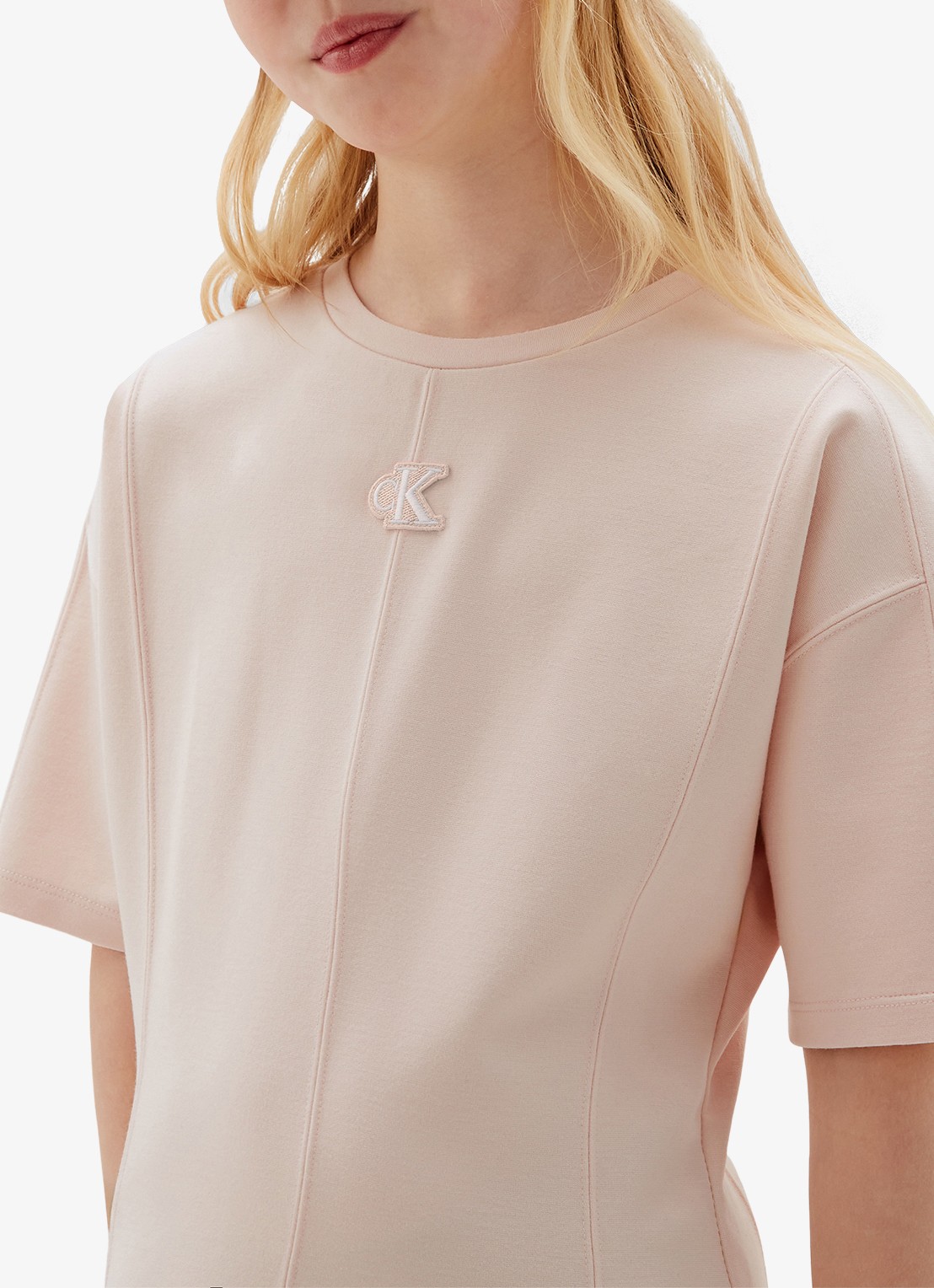 Calvin Klein Jurk met logo - detail mangano calcite-t0r /  roze