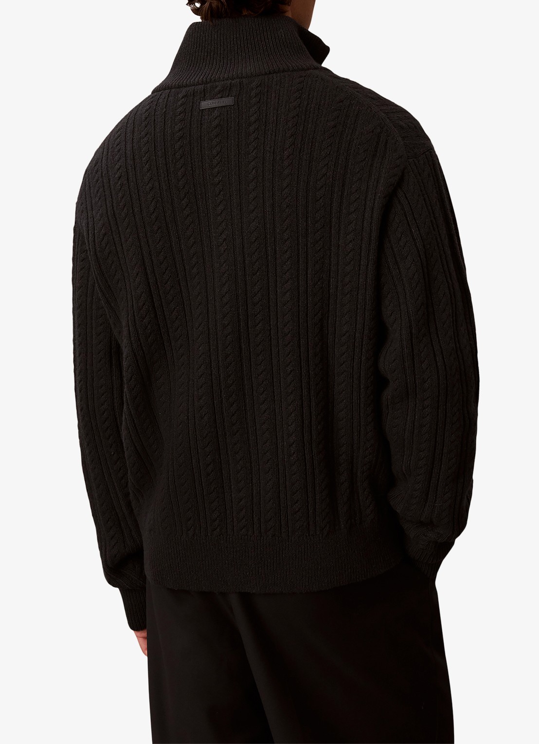 Calvin Klein Kabelgebreid vest met logo - achterkant 6 zwart