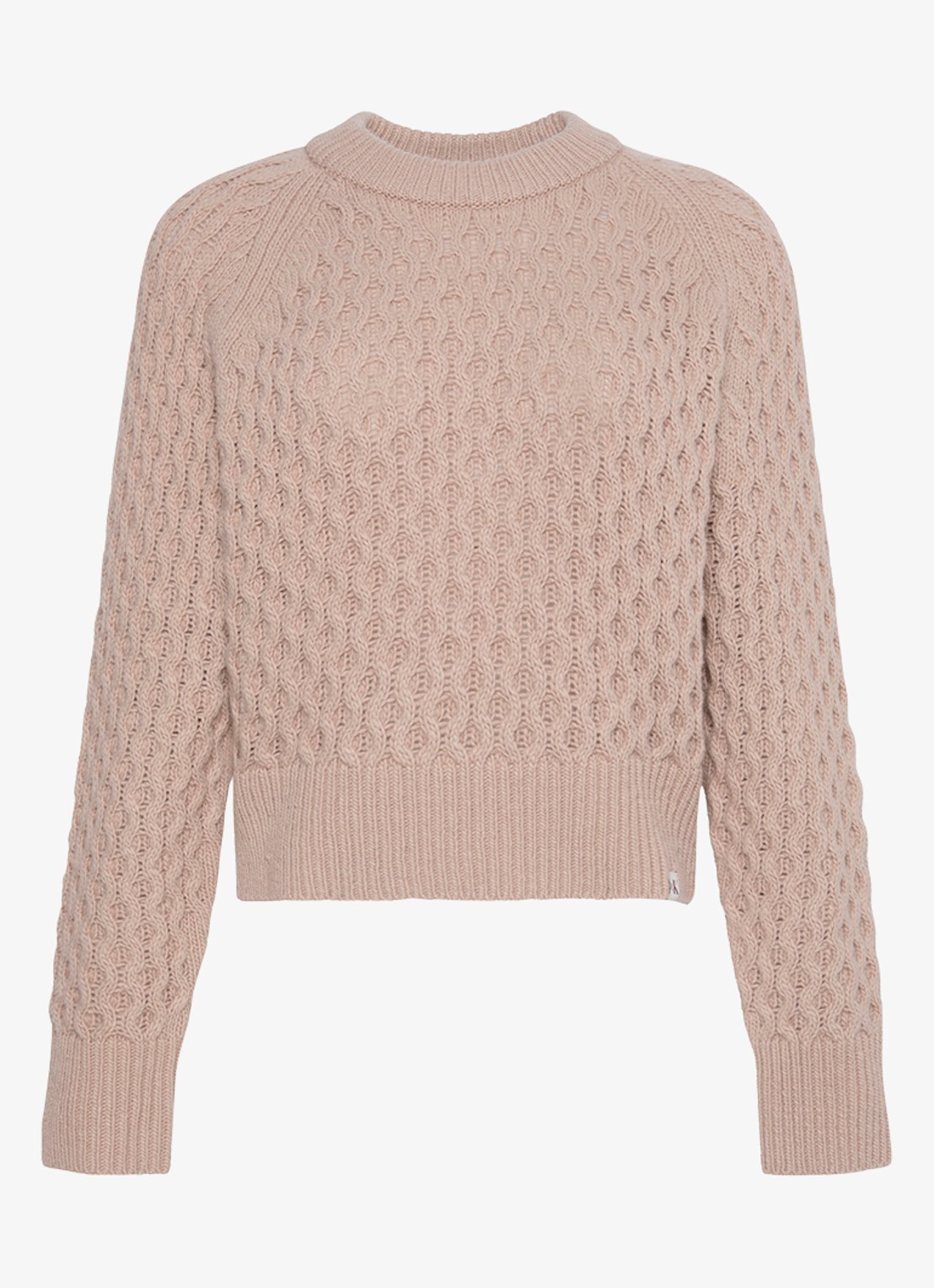 Calvin Klein Kabelgebreide trui in merino wolblend - voorkant 5 donkerkhaki