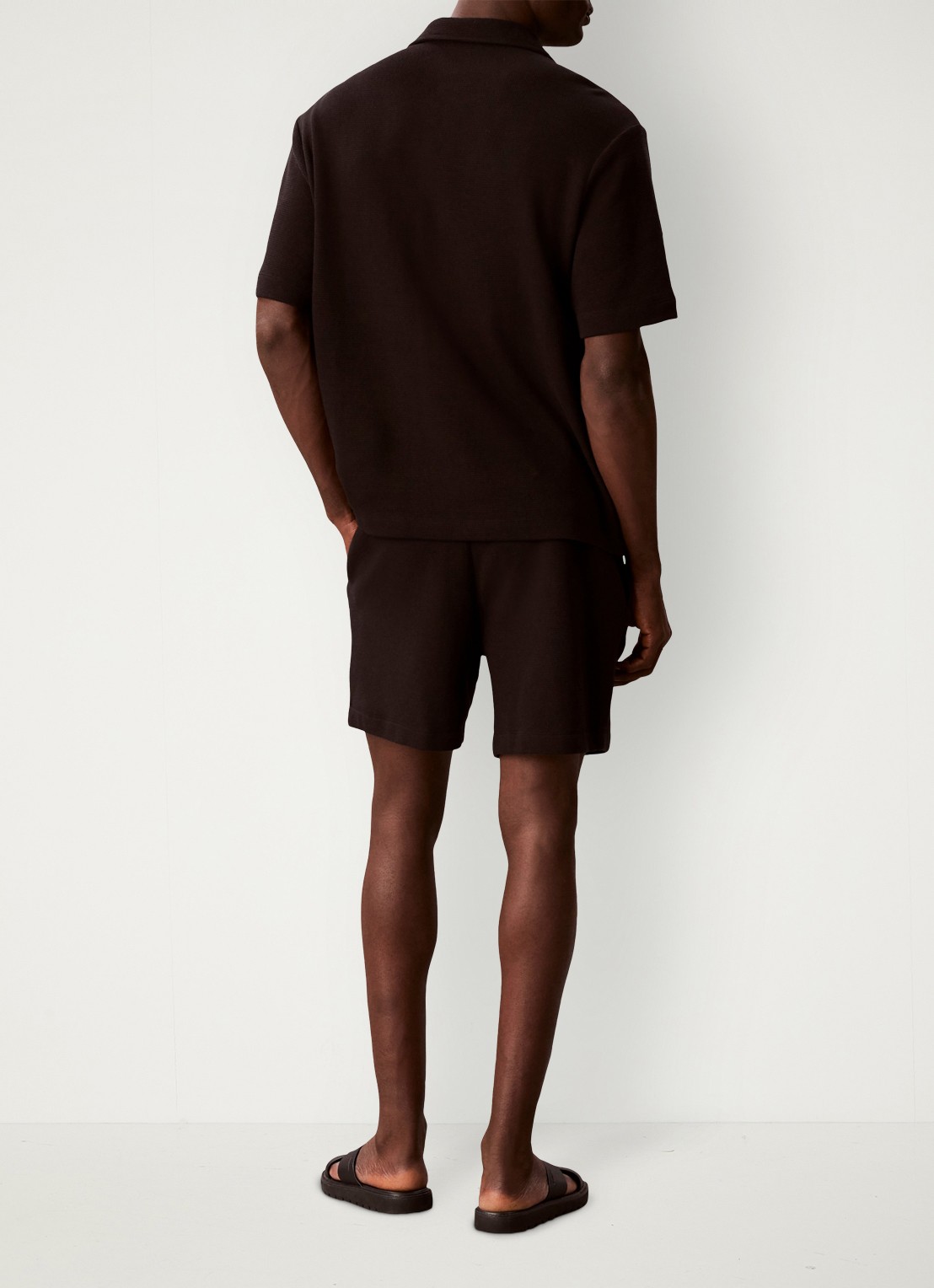 Calvin Klein Korte broek met wafelstructuur - achterkant 5 zwart