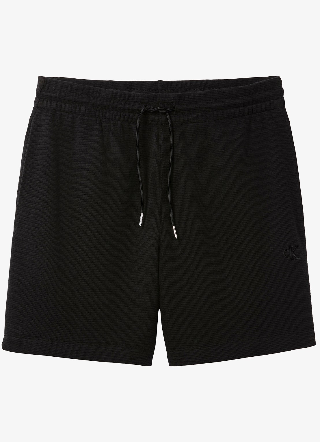 Calvin Klein Korte broek met wafelstructuur - voorkant zwart