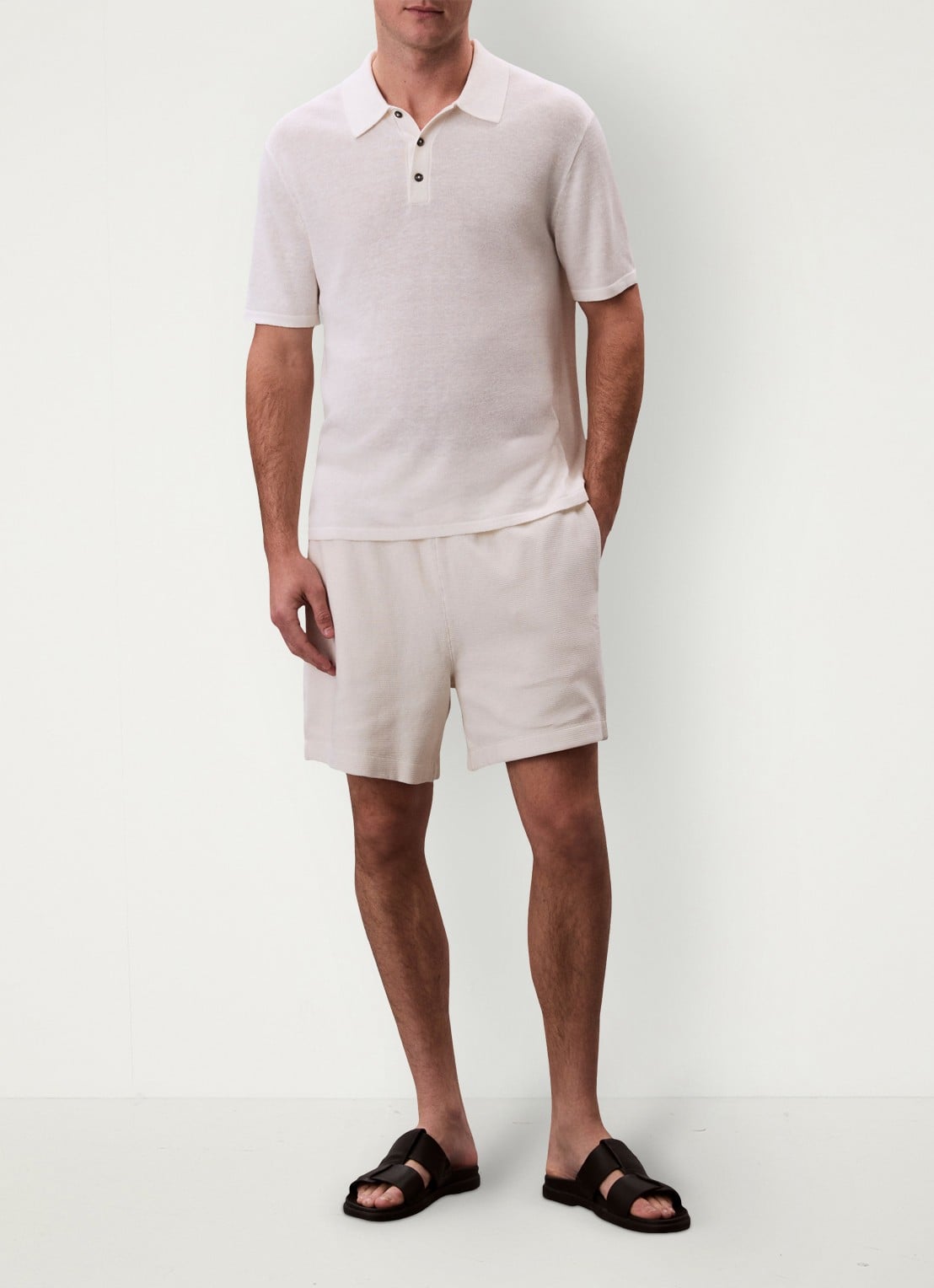 Calvin Klein Korte broek met wafelstructuur - voorkant 2 ivoor