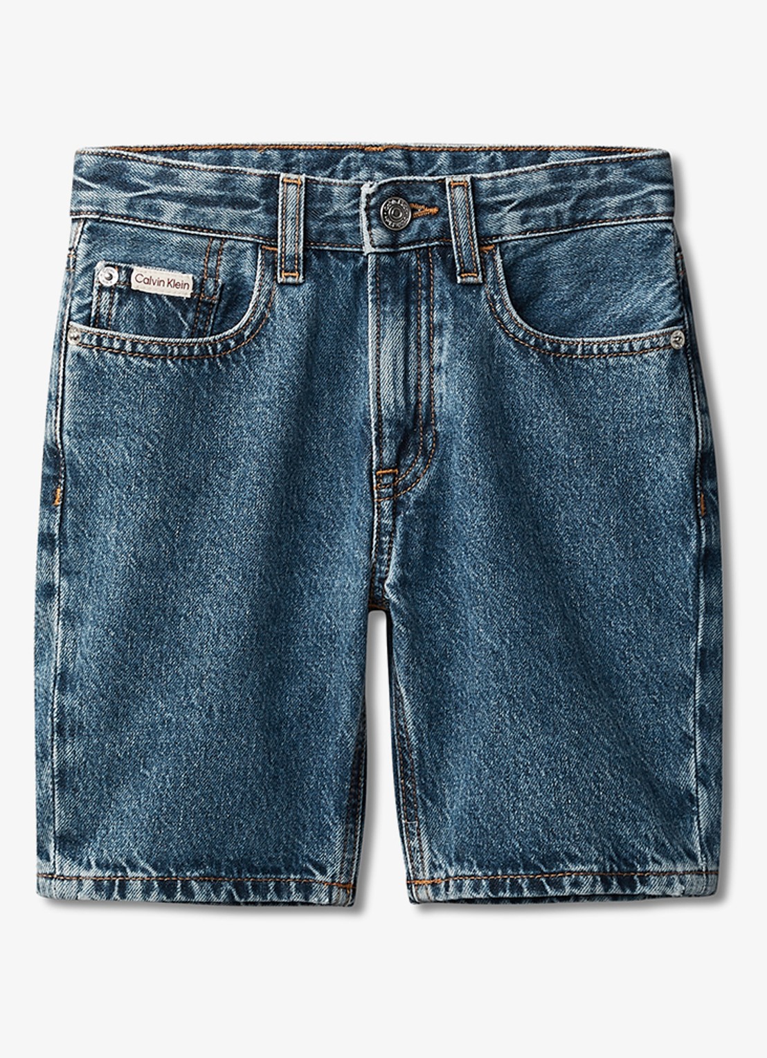 Calvin Klein Korte broek van denim met medium wassing - voorkant 2 indigo