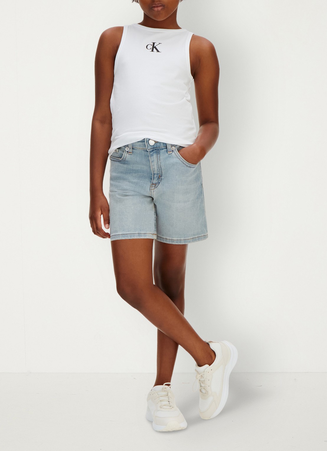 Calvin Klein Korte broek van katoen - voorkant 2 denim