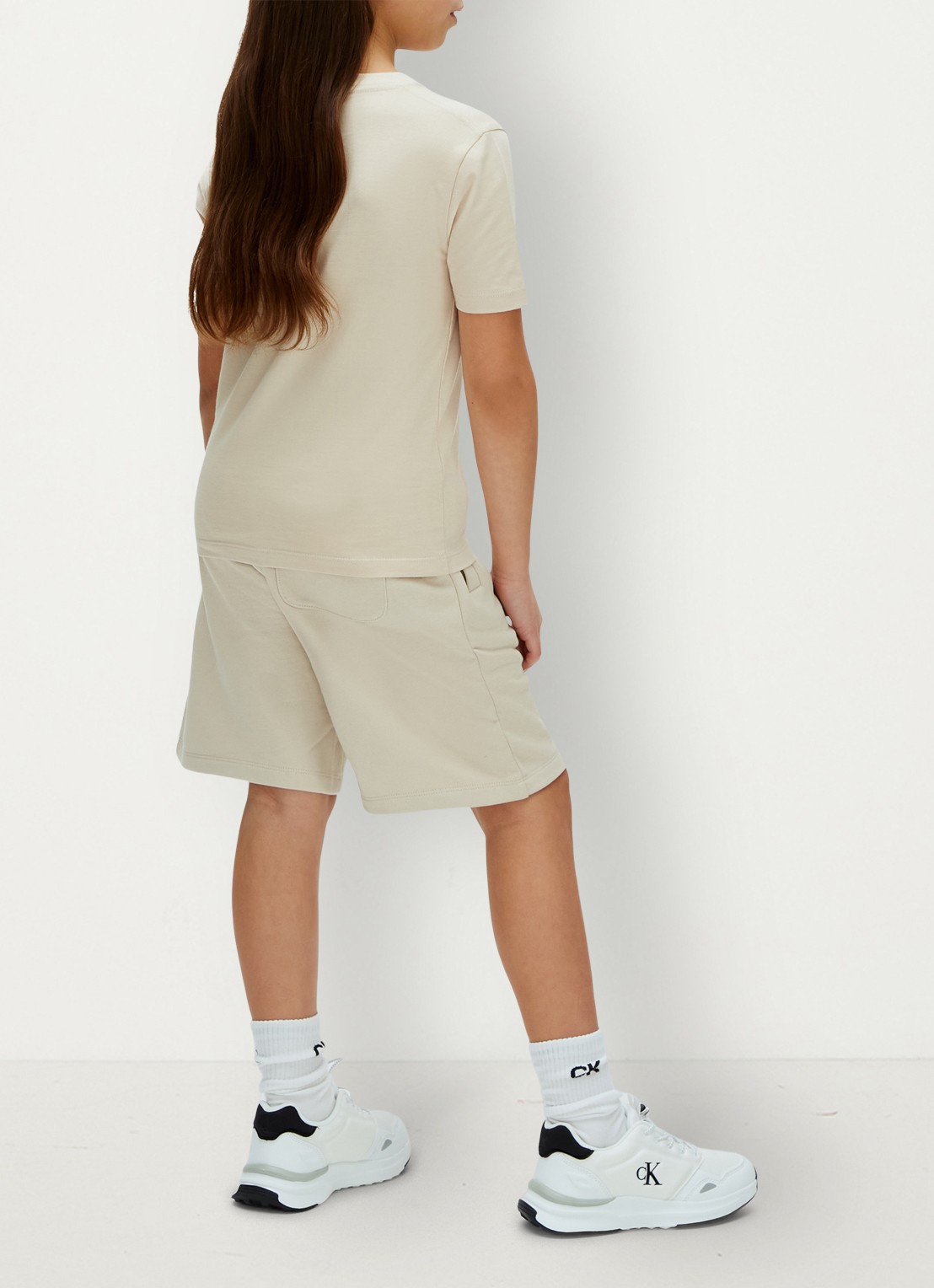 Calvin Klein Korte joggingbroek met logoborduring - achterkant 3 beige