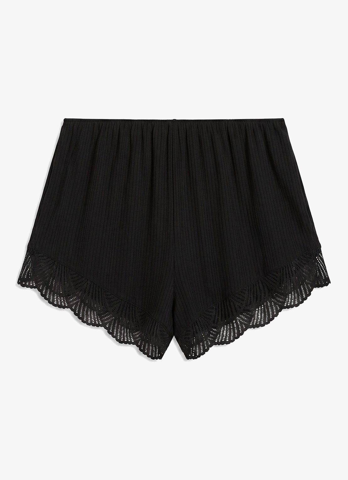 Calvin Klein Korte pyjamabroek van kant met ribstructuur - voorkant 4 zwart