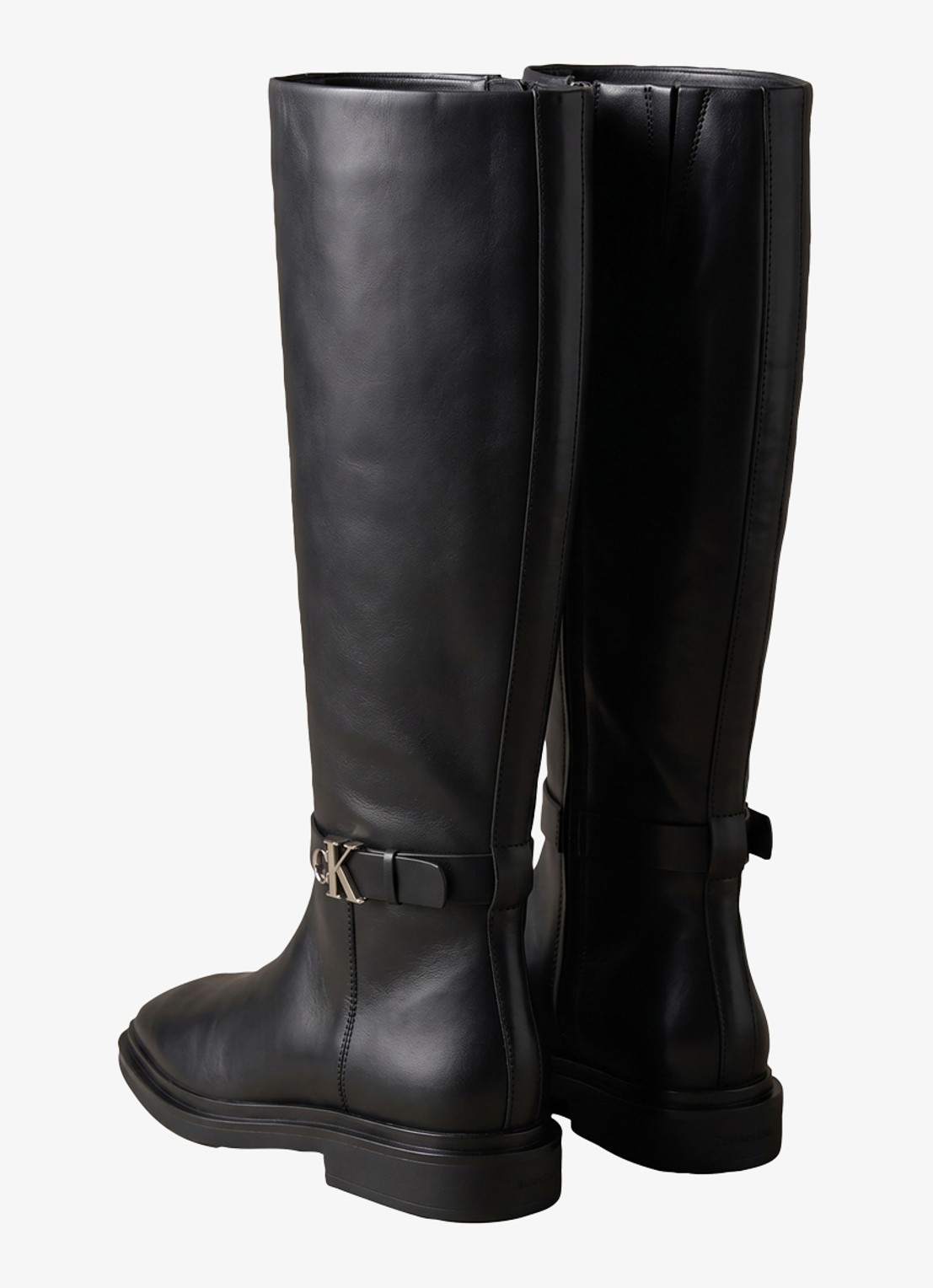 Calvin Klein Laars van leer - detail 5 zwart