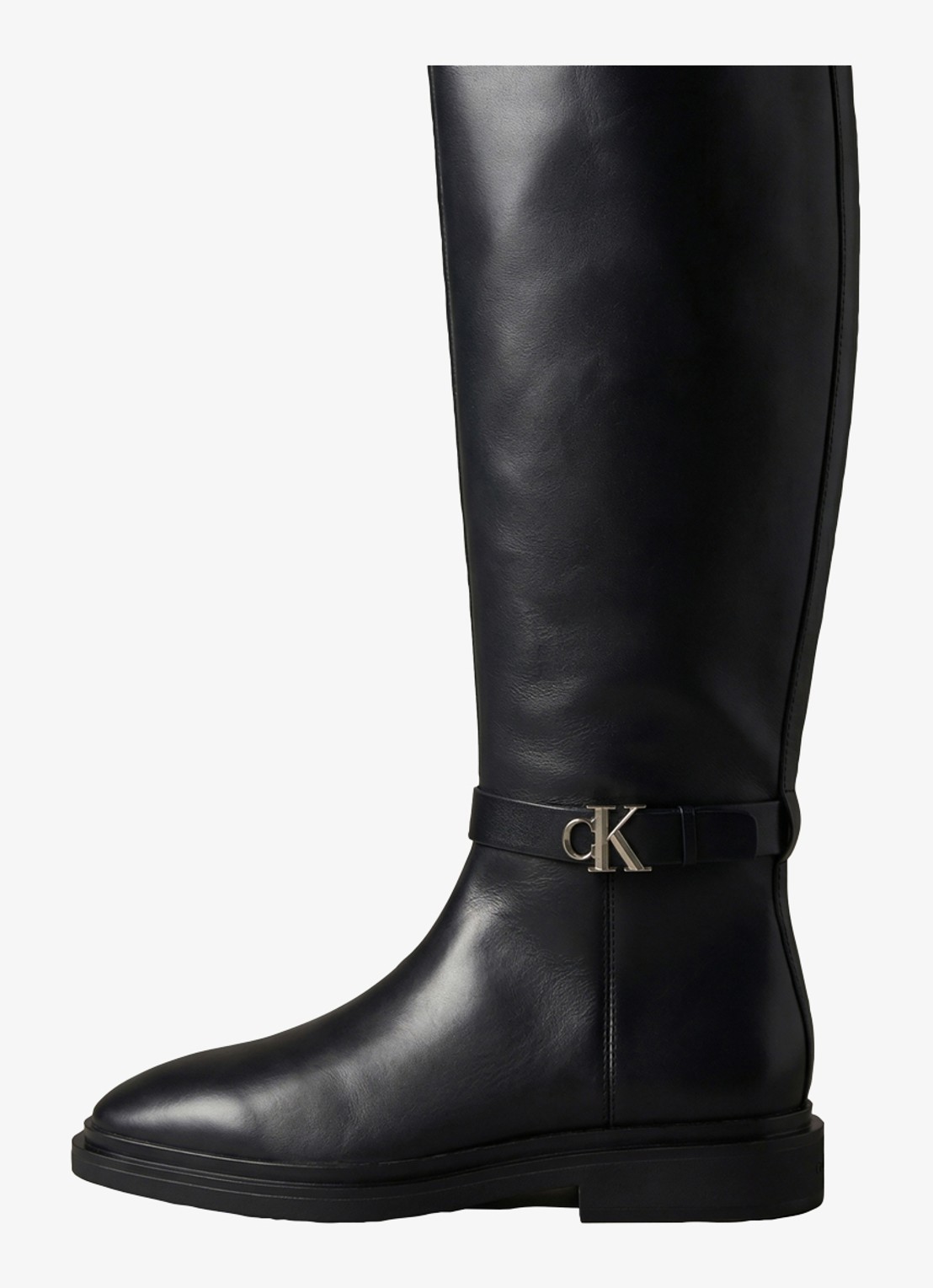Calvin Klein Laars van leer - detail 6 zwart