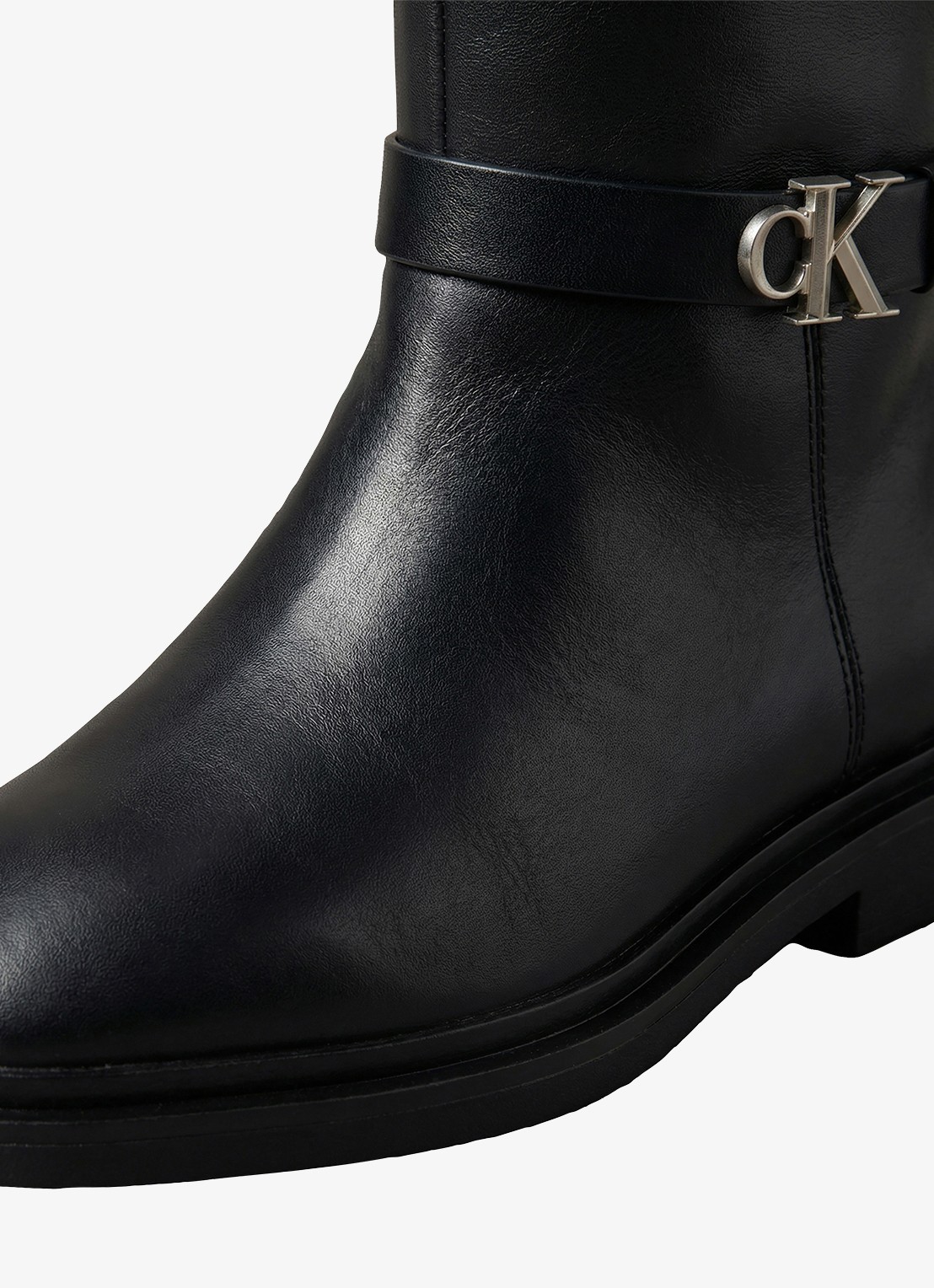 Calvin Klein Laars van leer - detail 7 zwart