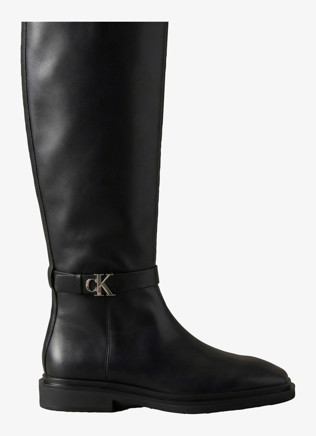 Calvin Klein Laars van leer - voorkant zwart