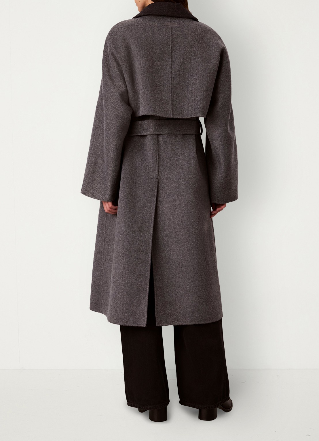 Calvin Klein Lange trenchcoat van wolmix - achterkant 3 grijs