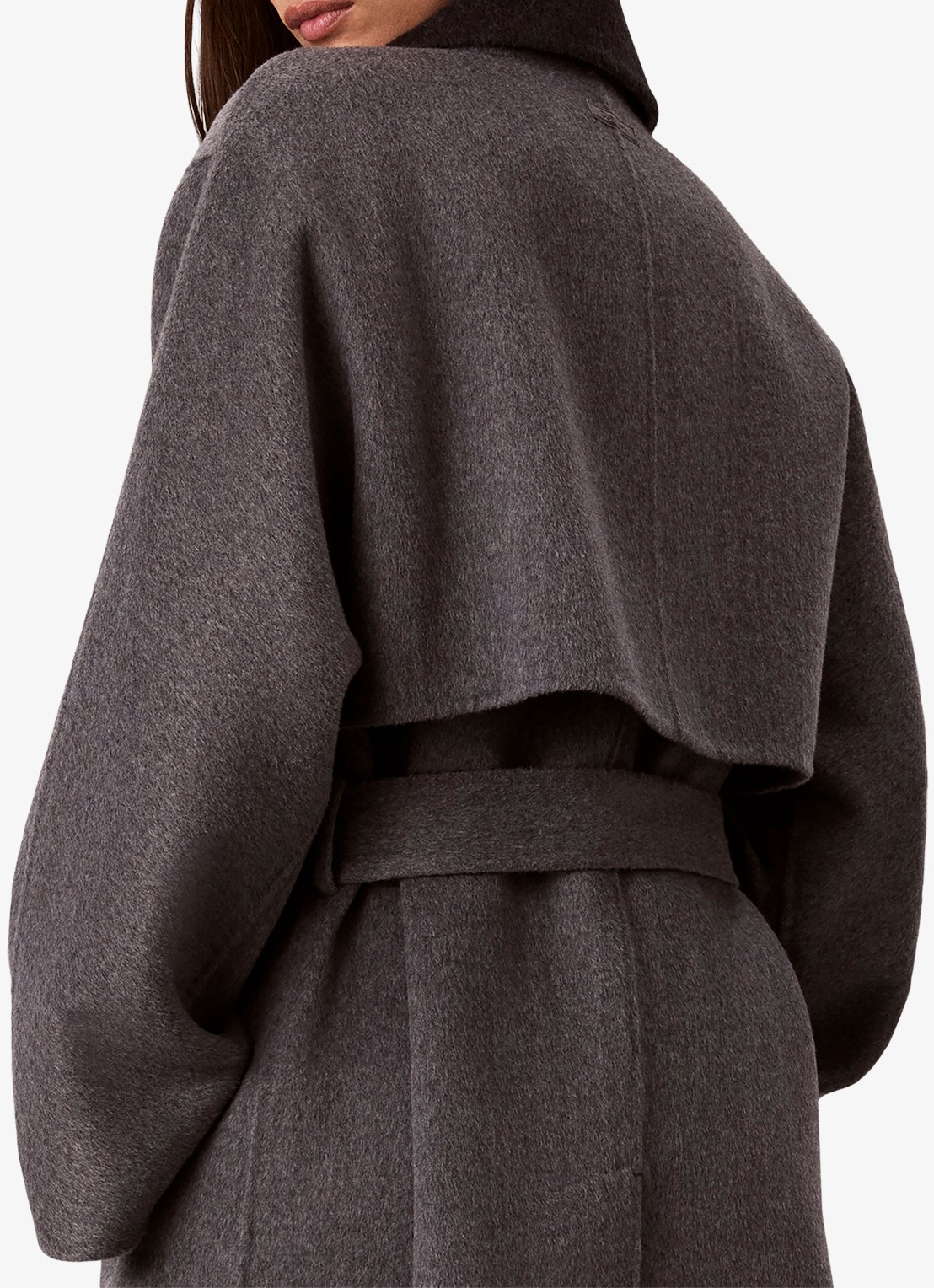 Calvin Klein Lange trenchcoat van wolmix - detail 4 grijs
