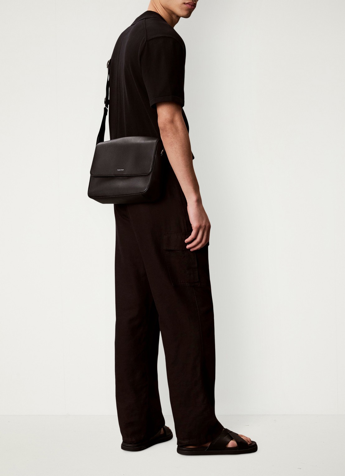 Calvin Klein Laptoptas met logo - voorkant 2 black-ub1 /  zwart