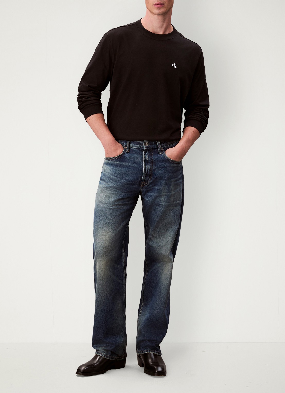 Calvin Klein Longsleeve met logo - voorkant 6 zwart