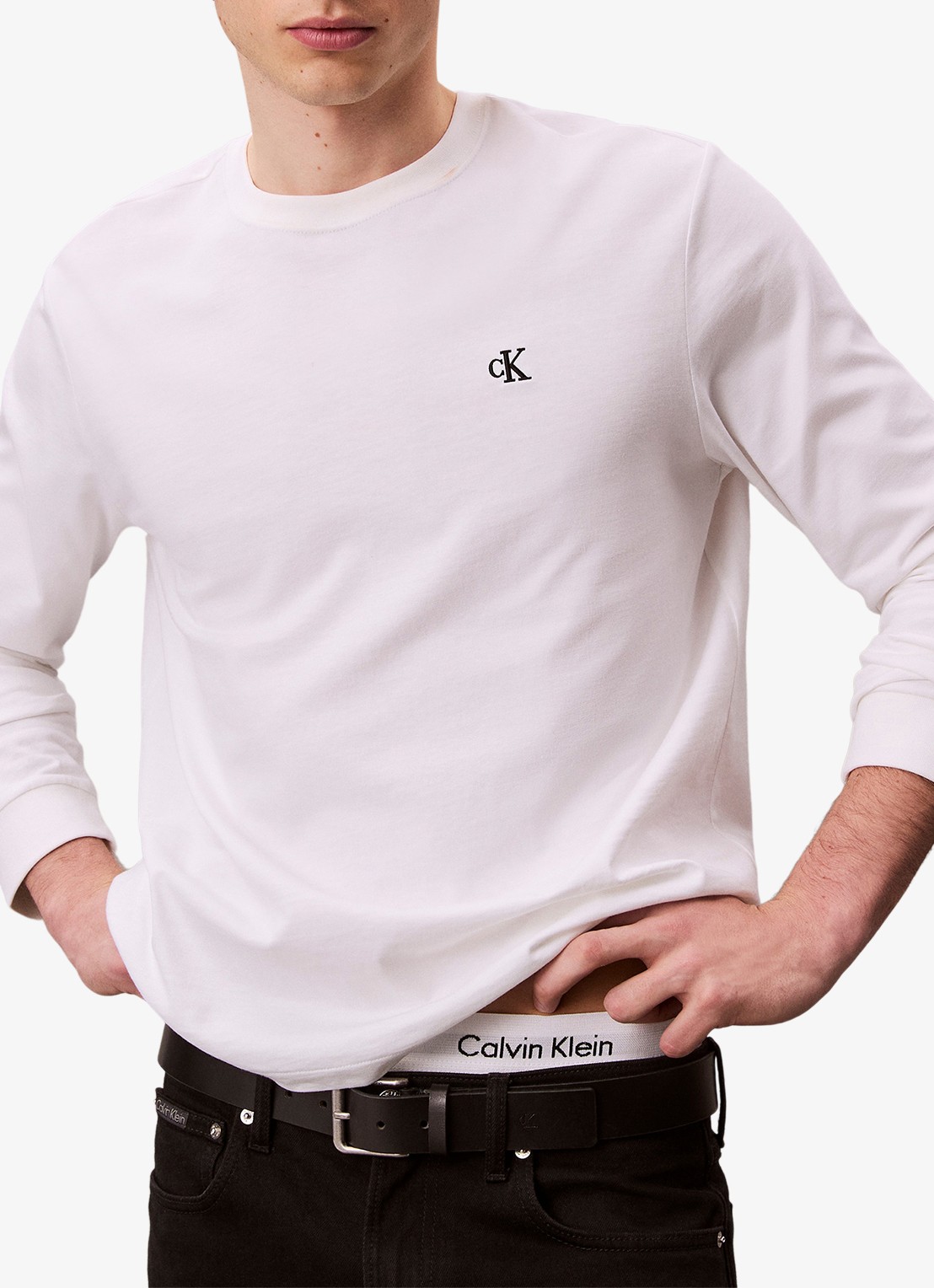 Calvin Klein Longsleeve met logo - detail 2 wit