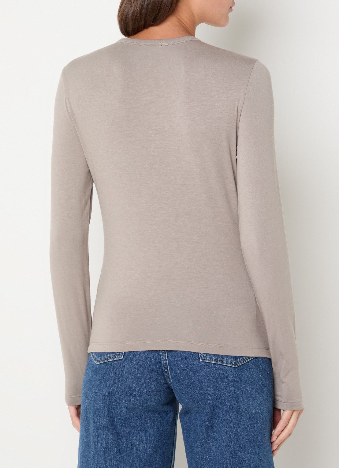 Calvin Klein Longsleeve met stretch - achterkant donkerbeige