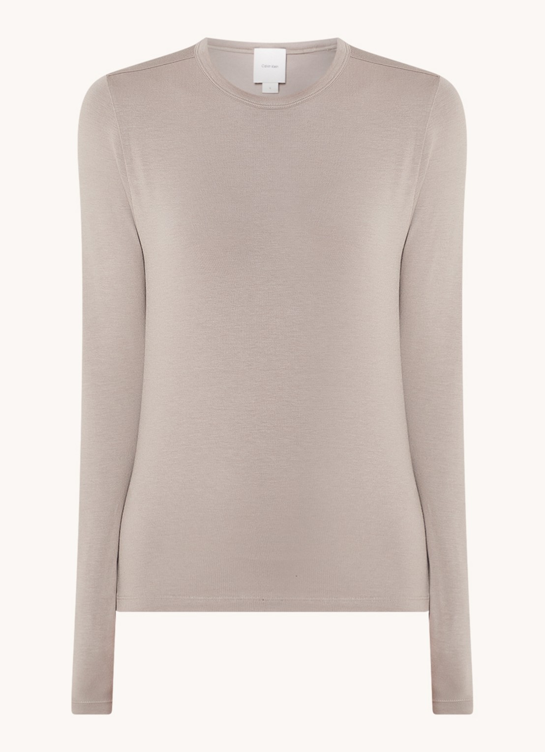 Calvin Klein Longsleeve met stretch - voorkant 3 donkerbeige