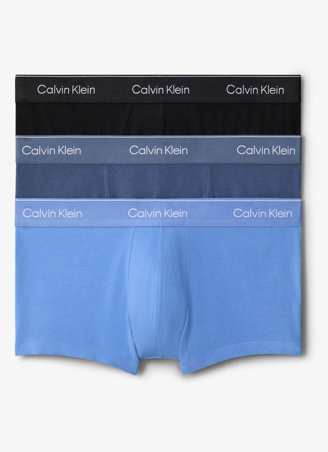 Calvin Klein Low Rise Trunk boxershorts 3-pack - voorkant 3 blauw