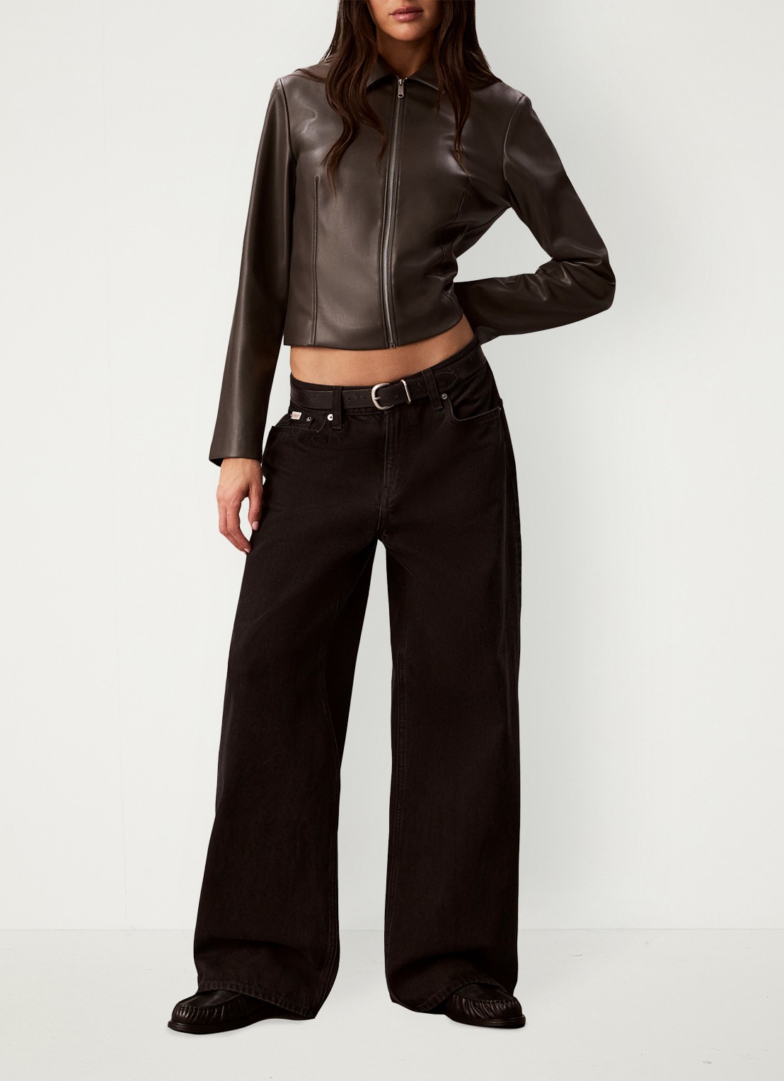 Calvin Klein Low waist loose fit jeans met donkere wassing - voorkant 3 zwart