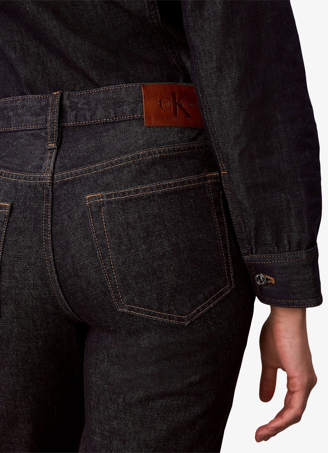 Calvin Klein Low waist straight leg jeans met steekzakken - detail 5 donkerblauw
