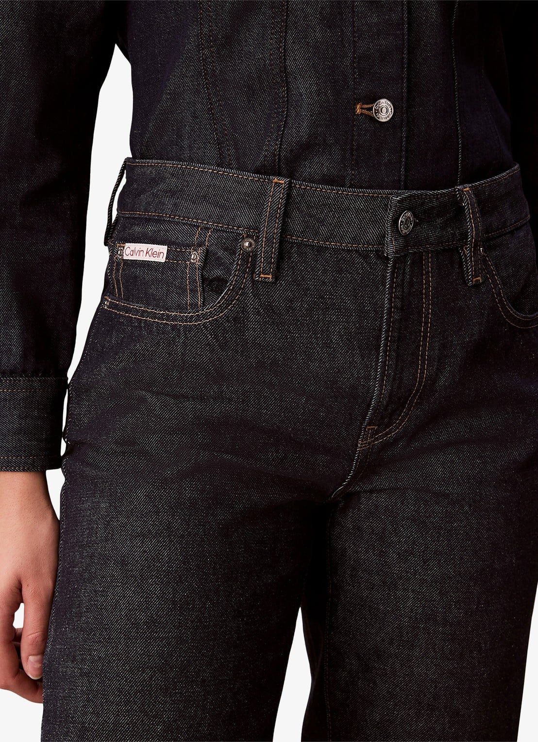 Calvin Klein Low waist straight leg jeans met steekzakken - detail 7 donkerblauw