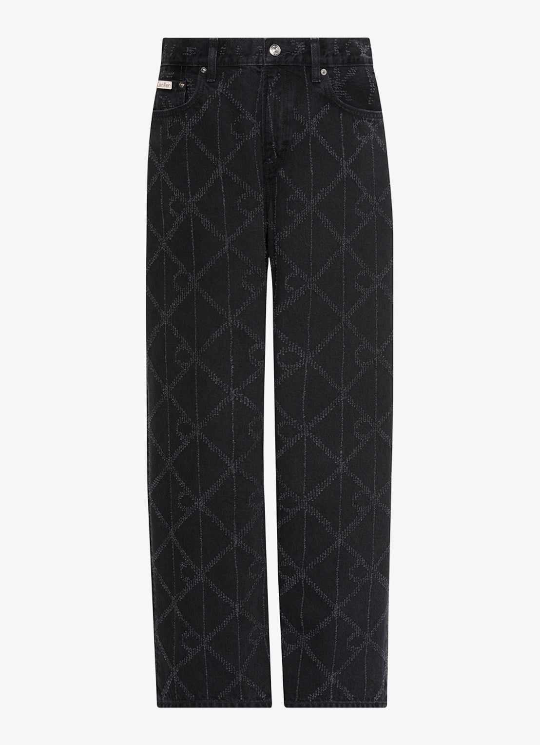 Calvin Klein Low waist wide fit jeans met logoprint - voorkant zwart