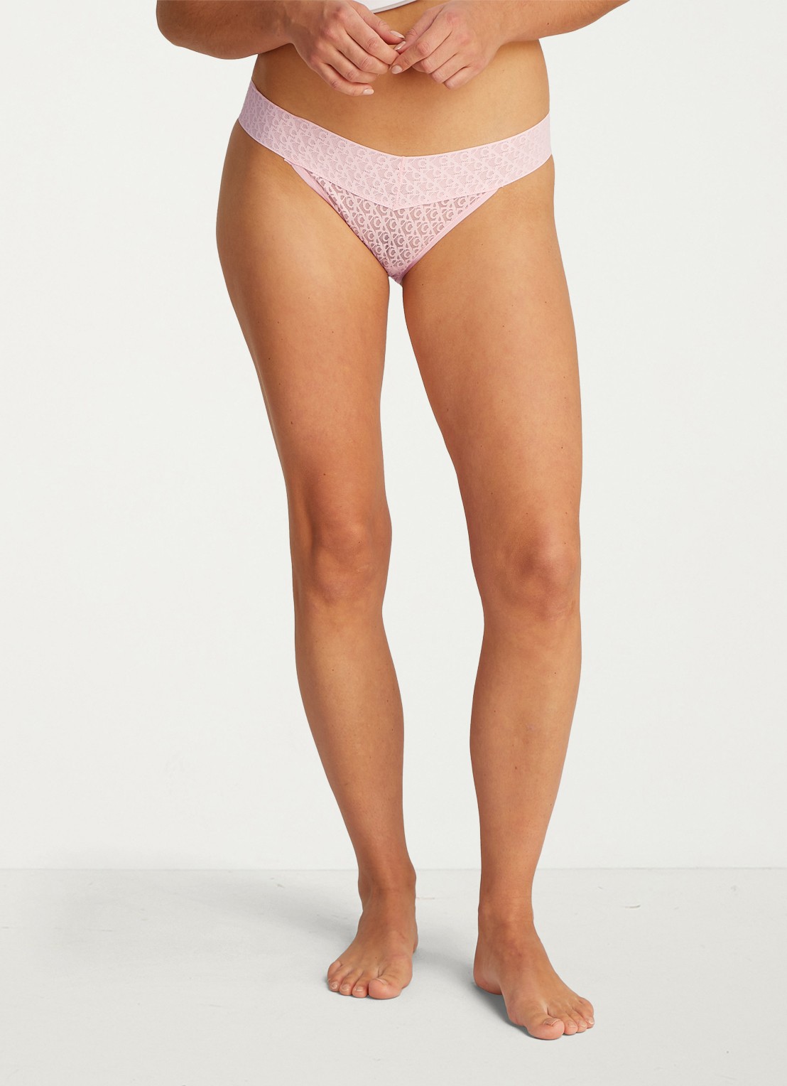 Calvin Klein Low waisted hipster met details van kant - detail 4 lichtroze