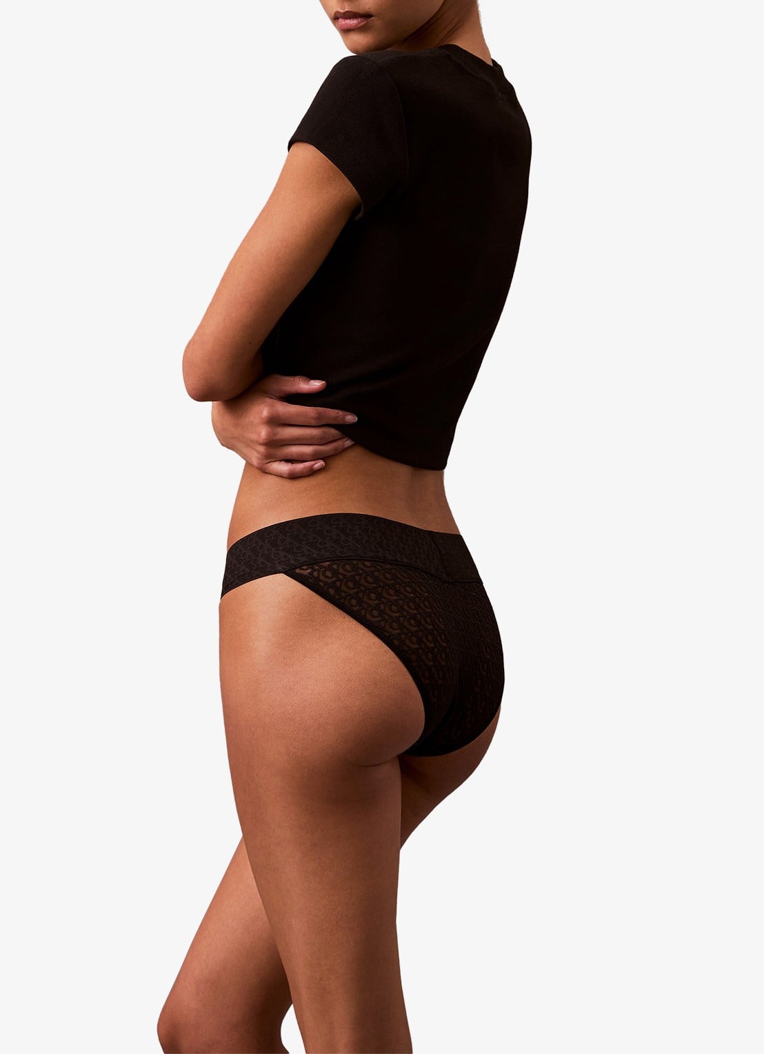 Calvin Klein Low waisted hipster met details van kant - detail 5 zwart