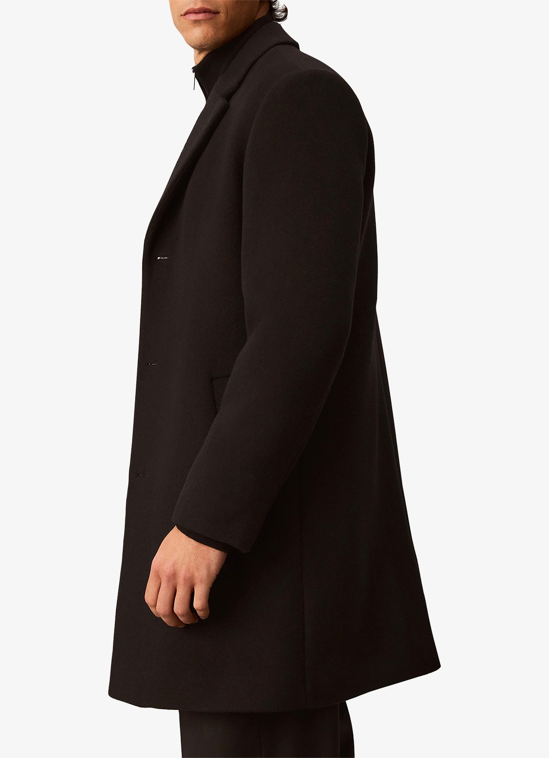 Calvin Klein Mantel in wolblend met steekzakken - detail 5 zwart