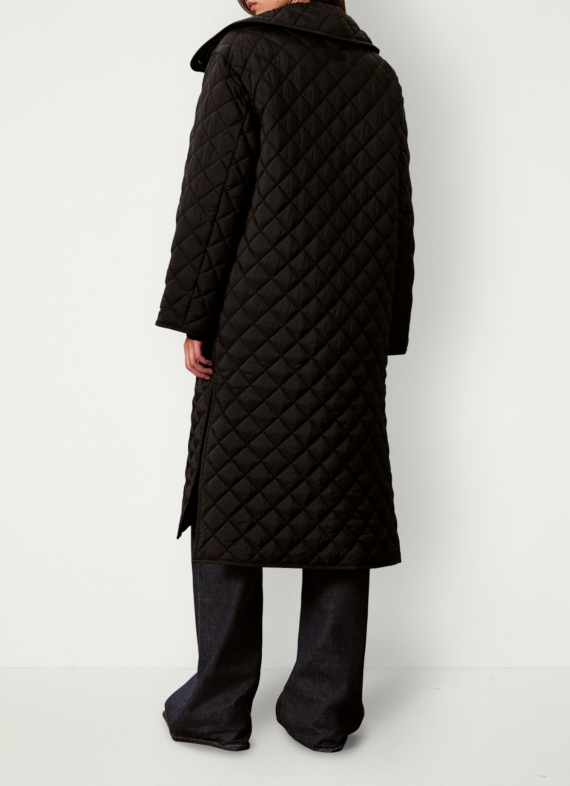 Calvin Klein Mantel met quilt patroon en paspelzakken - achterkant 6 zwart